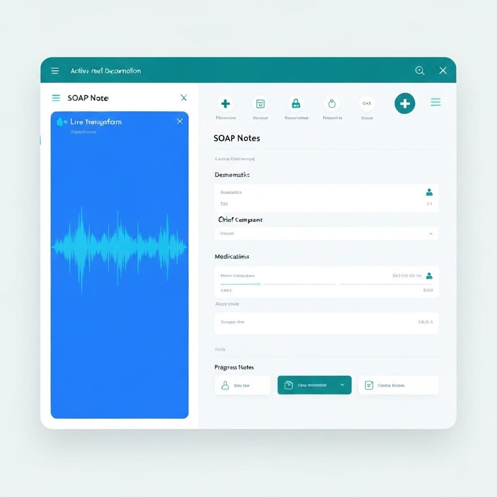 AXIFI AI Scribe showing live transcription and SOAP note generation