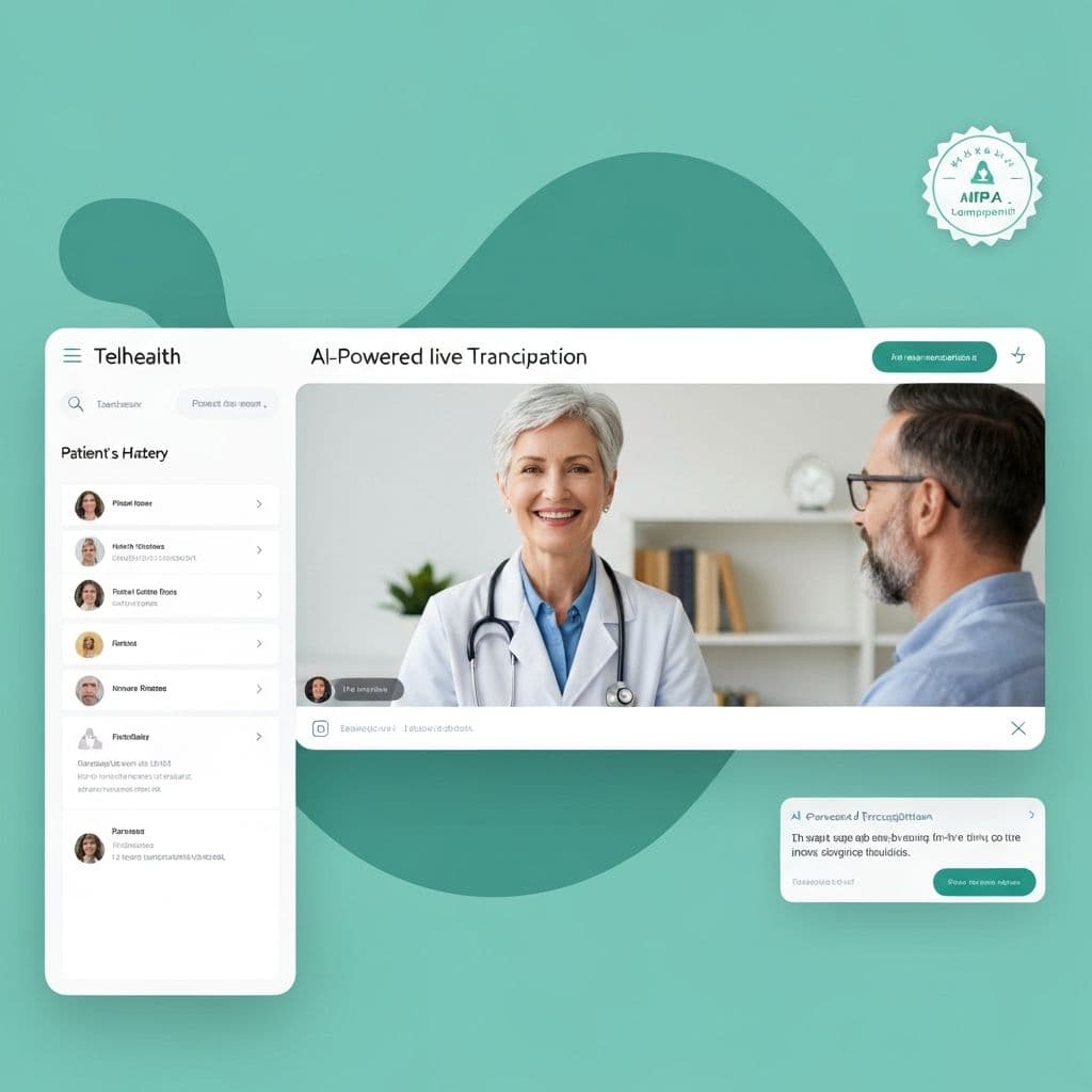 AXIFI Telehealth showing video consultation with AI-powered documentation